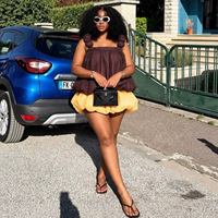 Nouvel ensemble chic pour femme, style européen et américain : débardeur ample à volants et short bouffant assorti
