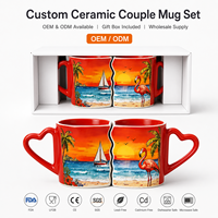 Ensemble de tasses à café en céramique Souvenirs des Caraïbes, design plage, couple enlacé, tasses en porcelaine populaires, personnalisables OEM ODM, vente en gros