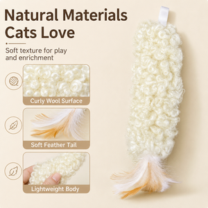 <b>Plush</b> Feather <b>Cat</b> Teaser Interactive Pet Toy Handwoven Kitten Play Toy for Indoor Enrichment - Product Image 4