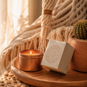 Boîte à bougies en papier semence imprimée sur mesure, style bohème tribal, 6 oz, vente en gros, logo personnalisé, boîte à bougies géométrique en terre cuite plantable - Product Image 2