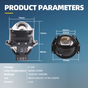 Sanvi LK81 Car Light System 70W Square Biled <b>Projector</b> Lens Light 3inch 12000LM 6000K <b>LED</b> <b>Projector</b> Lens Retrofit for Car - Product Image 3
