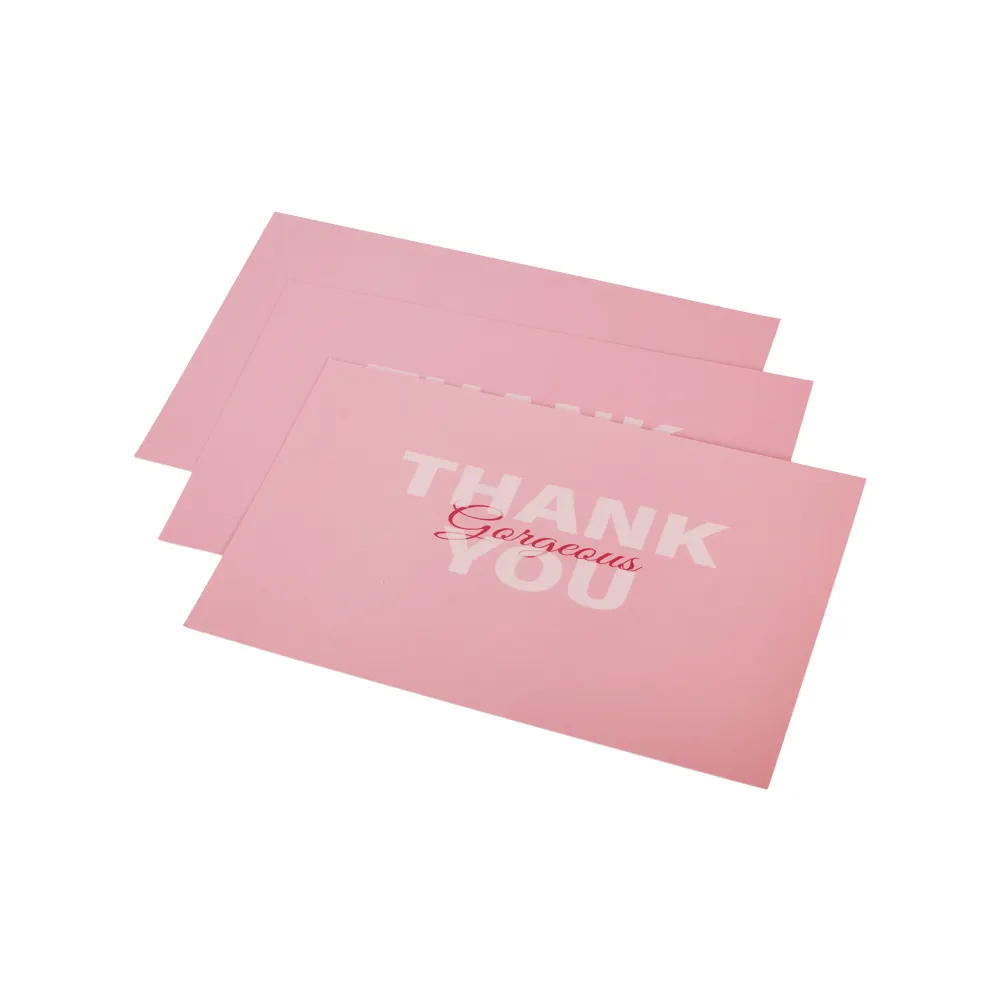 Пользовательский логотип Румяна розовая электронная коммерция деловая посылка вставка покупки спасибо за ваш заказ карты покупки