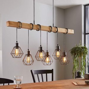 Wooden Strip Chandelier Led <b>Light</b> Source Multi Head Ceiling <b>Light</b> For Living Room And <b>Dining</b> Room - Product Image 2