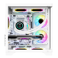 Boîtier PC Gamer AOC CG391W Blanc, Design Vue sur l'Océan, Verre Double Face, Prend en Charge les Cartes Mères MATX, Ports USB 3.0 Verticaux à l'Avant