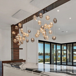 Lampada a sfera di vetro <span class=keywords><strong>lampadario</strong></span> vetro Led decorativo Villa commerciale scala Hotel personalizzato lungo moderno di lusso 80 grande E14 ciondolo libero - Product Image 4