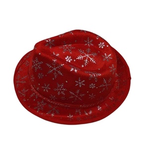 Sombrero Fedora Rojo Navideño con Estampado de Copos de Nieve, Unisex, para Fiestas, Invierno, Vacaciones - Product Image 2
