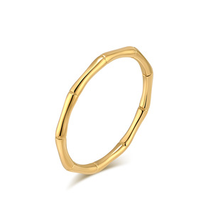 Retro minimalist style, closed-back bamboo-joint plain titanium steel ring for women, simple, artistic, light luxury, and high-e - Product Image 5