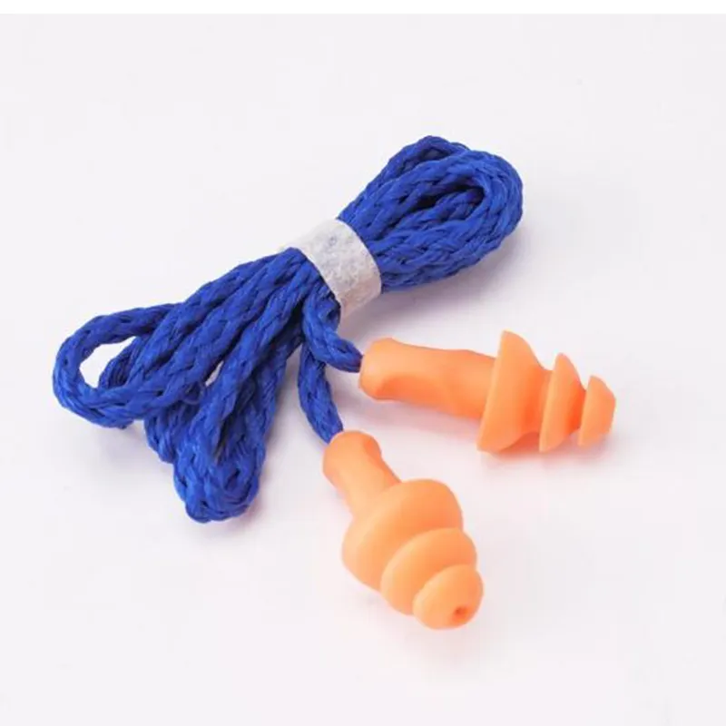 Reusable hearing protection silicone earplugs with cord waterproof soundproof swimming protection ear plugs
