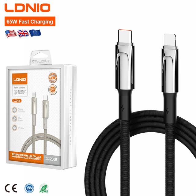 LDNIO LC341i High Quality 30W 1M Fast Charging Cable Type Usb C to 8 PIN Phone Charger Data Cable for Smart Phone