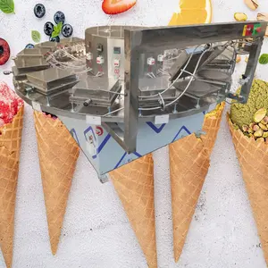 Mesin kerucut es krim renyah sepenuhnya otomatis/cangkir wafel mesin pembuat pizza biskuit Wafer lembut