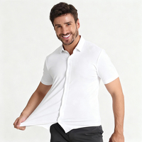 Cardigan décontracté d'été pour homme 2025, sans repassage, demi-manches, grande taille, chemise en nylon à manches courtes, style jeune et professionnel, ODM, en soie glacée