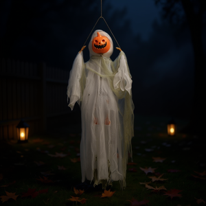 Fantasma Colgante con Cabeza de Calabaza, Decoración Clásica de Plástico para Halloween, Artículos Festivos - Product Image 2