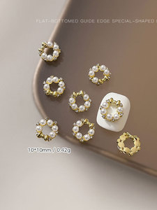 Adornos de uñas de aleación con diseño de corona navideña, lazo y perlas, racimos de diamantes de imitación prefabricados para decoración de uñas, accesorios de manicura - Product Image 5
