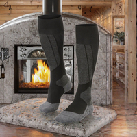 Chaussettes de ski et de snowboard GipfelSport en laine mérinos épaisse pour l'automne, pour enfants, hommes et femmes - Tricotées, fourniture ODM, chaudes, hauteur genou, noires, taille 45-47