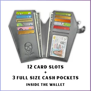 Luxus lange Kreditkarte Leder Sarg Armband Brieftasche Frauen benutzer definierte Druck Großhandel