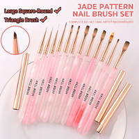 Penjualan Langsung Pabrik Set Kuas Nail Art Multi Fungsi Gagang Akrilik Warna Pink Kuas Pipih Kuas Bulat untuk Salon Kuku