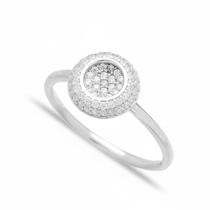 White Zircon Stone Cleart Double Round Design Wholesale Handcrafted 925 Sterling <b>Silver</b> Jewelry Ring Fine <b>Jewellery</b> - Product Image 2