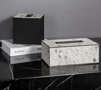 Porte-serviettes et boîte à mouchoirs rectangulaire de luxe en cuir véritable et fourrure de cheval, noir, pour hôtels, maison et voiture