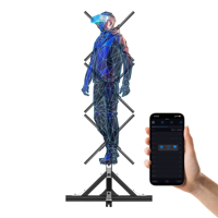 Ventilateur holographique 3D de 45 cm avec support au sol, mur vidéo holographique à œil nu 1*3, affichage publicitaire WiFi et Bluetooth