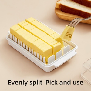 <b>Food</b> Keeper Butter Cutter <b>Container</b> with Lids Dishwasher Safe Rectangular Cheese Slice Storage Box Butter Divider Storage Box - Product Image 4
