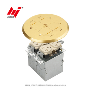 Prise de sol encastrée en laiton standard américain avec couvercle rabattable 15/20A TR Duplex Receptacle - Product Image 1