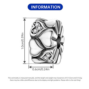 Hebilla de posicionamiento en forma de corazón de doble fila de latón blanco, estilo exclusivo y de alta gama, accesorio colgante DIY para pulsera de mujer - Product Image 3