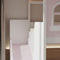 Lit superposé en bois avec rangement Lit en bois multifonctionnel pour enfants avec toboggan et tiroirs pour filles Lit superposé durable