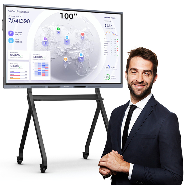 HUSHIDA Factory Price 65 75 86 100 Inch Dual System 4K Interactive Display Screen Interactive Board Monitor for Meeting Room