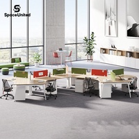 Meubles de bureau SpaceUnited Factory Direct, poste de travail en forme de V pour 3 personnes, structure en acier, bureau modulaire