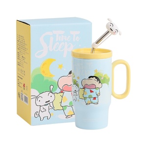 Wholesale 660ML <b>Cute</b> Cartoon Ice Buster Cup-Large Capacity with Lid and Straw-Ceramic Cup Back to School - Product Image 5