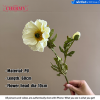 Bunga Poppy PU Sentuhan Realistis Berkualitas Tinggi DC357, Bunga Papaver Palsu untuk Dekorasi Meja Acara, Latar Belakang, Pasokan Grosir