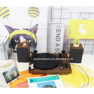 Tourne-disque <span class=keywords><strong>vintage</strong></span> avec haut-parleur externe à entraînement par courroie adapté aux disques vinyles double haut-parleurs stéréo - Product Image 6
