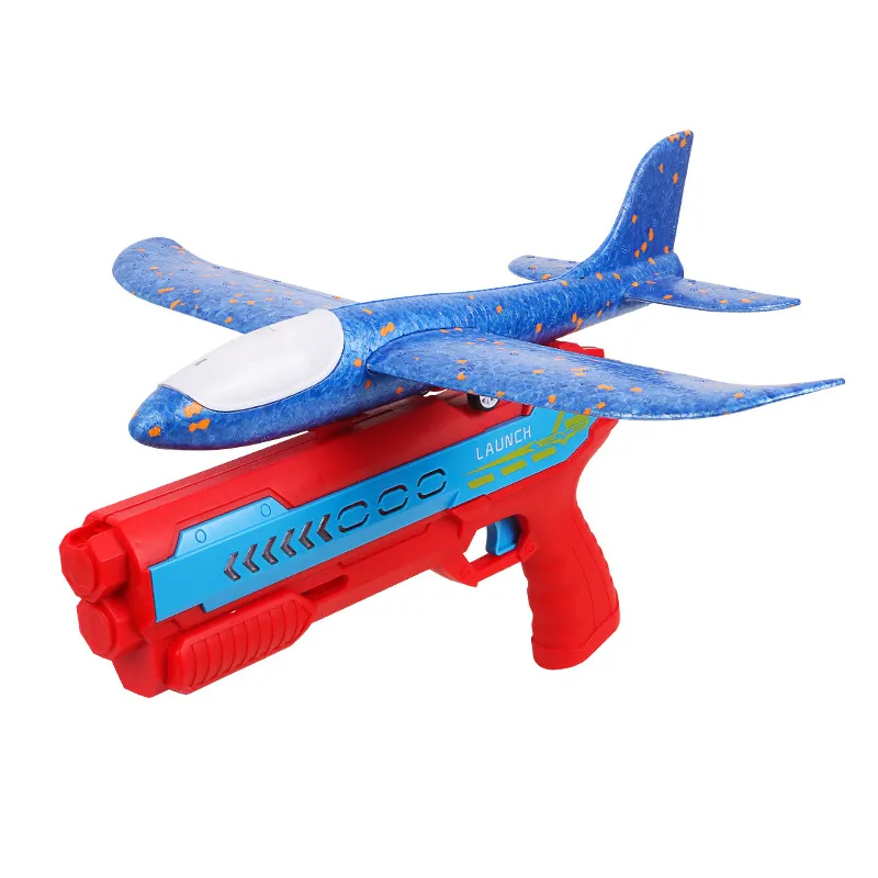 Amazon hot sale catapult airplane gun toys 2 in 1 launch plane gun toy eject flying EVA foam flying gliding plane shooting guns