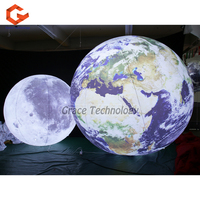 Décoration de plafond éclairage LED boule de terre gonflable gonflable suspendu globe de terre ballon gonflable système solaire planète