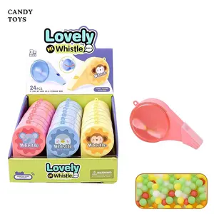 塑料促销玩具糖灌装容器彩色儿童口哨带糖果玩具盒