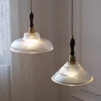 Luminaire suspendu en verre côtelé vintage nordique, lampe suspendue en verre vert pour salle à manger, îlot de cuisine, café et restaurant