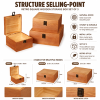 Coffre de rangement de luxe en bois massif avec loquet métallique vintage, boîte cadeau carrée moderne et simple pour l'approvisionnement de marques professionnelles