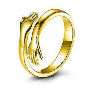 Valentine's Day Gift Gold <strong>Silver</strong> Plated Open Adjustable Couple <strong>Hug</strong> <strong>Ring</strong> Jewelry for Lovers - Product Image 2