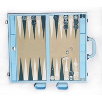 Backgammon en bois Boîte d'échecs haut de gamme en cuir Jeu de société Backgammon Jeu de puzzle de luxe Ensemble de backgammon