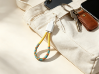 Kabel USB Type-C 20cm Grosir Pabrik untuk iPhone 6A/3A Pengisian Cepat dengan Pelindung Kepang dan Gantungan Kunci untuk Ponsel dan Power Bank