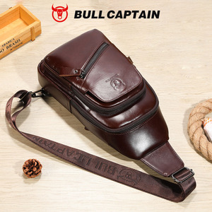 Sac de poitrine en cuir BULLCAPTAIN pour hommes, sac de randonnée en plein air, sac à bandoulière, sac à dos avec port de charge USB, OEM ODM - Product Image 6