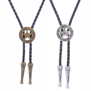 Testa di toro regolabile cinque stelle Western Cowboy cravatta Rodeo Dance cravatta collana pendente in finta pelle - Product Image 4