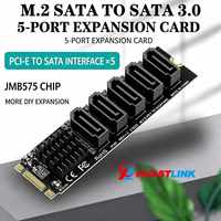 Tarjeta de Expansión Huastlink M.2 NGFF B-Key SATA a 5 Puertos SATA3 6Gbps para Escritorio