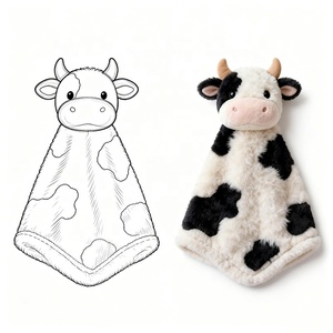 Couverture Douce en Peluche <span class=keywords><strong>Vache</strong></span> pour Nouveau-né, Jouet Apaisant, <span class=keywords><strong>Doudou</strong></span> de Sécurité pour Bébé, Cadeau d'Anniversaire pour Enfants, Coton Biologique 400TC - Product Image 1