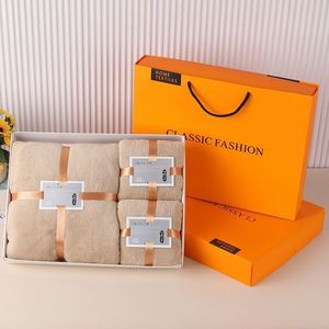 Hot-Selling Three-Piece Business Microfiber Towel <b>Set</b> High-Density Absorbent Coral Fleece Bath Towel Personalized <b>Gift</b> <b>Set</b> - Product Image 1