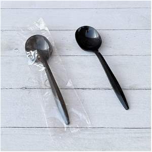 Cuchara de Sopa Desechable de Polipropileno Negro de Peso Medio, Envuelta Individualmente, 1000 Unidades/Cartón - Product Image 1