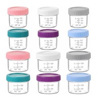 Lot de 4, 6 ou 12 contenants alimentaires en verre de 4 oz avec couvercles, bocaux de conservation hermétiques avec couvercles en plastique à vis, adaptés au congélateur