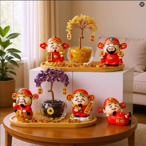 เทพเจ้าแห่งความมั่งคั่ง ตุ๊กตาคริสตัล ตกแต่งต้นไม้ เรซิ่น ของตกแต่งโต๊ะทำงานที่บ้าน ของขวัญปีใหม่จีน พิมพ์ลายการ์ตูน รูปทรงกลม - Product Image 5