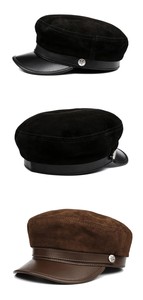 Chapeau de <span class=keywords><strong>marin</strong></span> en cuir de mouton véritable brossé en gros, chapeau de newsboy, chapeau de cabbie, chapeau de boulanger, chapeau de pêcheur, chapeau de capitaine pour femmes - Product Image 4