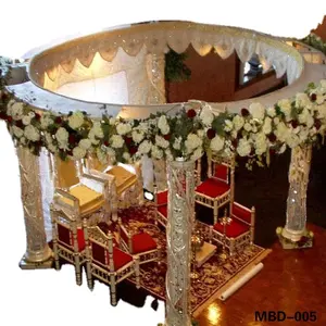 Mandap de luxe de l'Inde de haute qualité pour les décorations de mariage, mandap en cristal de mariage à vendre (MBD-005)